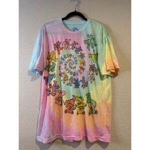 Liquid Blue Grateful Dead Dancing Bears Tie Dye T-Shirt XL Pastel Mens Tee